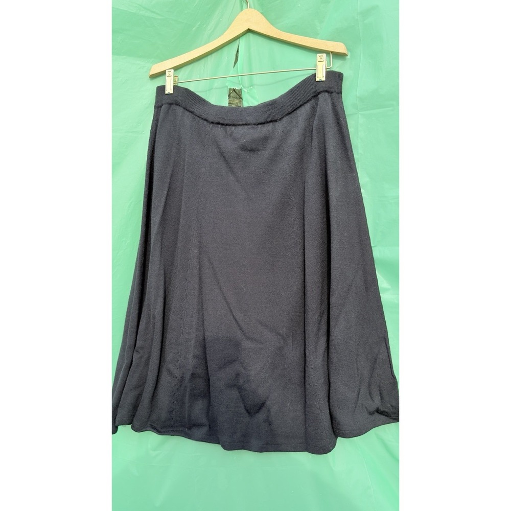 Jessica Holbrook Sport Black Knit Skirt Wool Blend Elastic Waist‎ Women